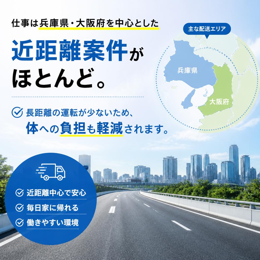 近距離配送が中心だから安定して働ける！